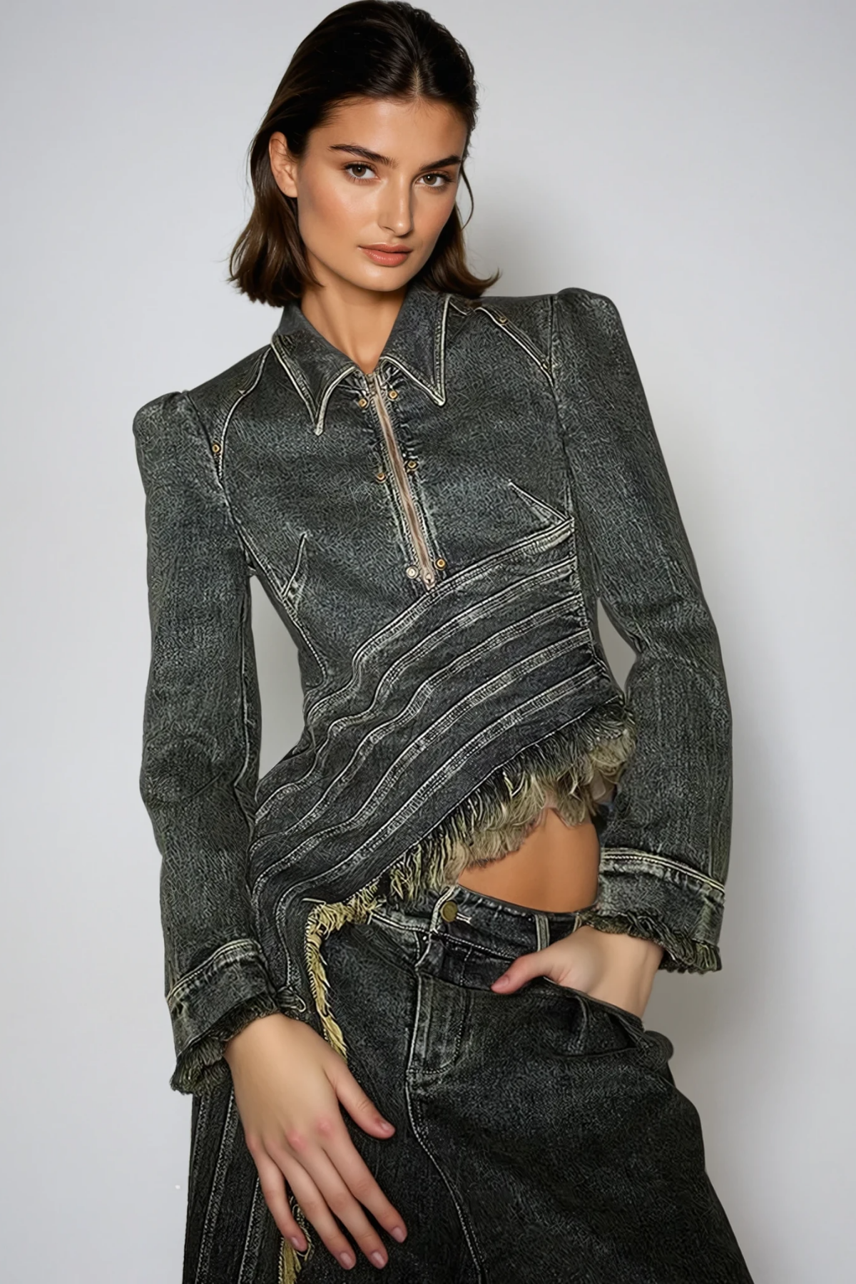 Donggeun Asymmetric Deconstruct Denim Top