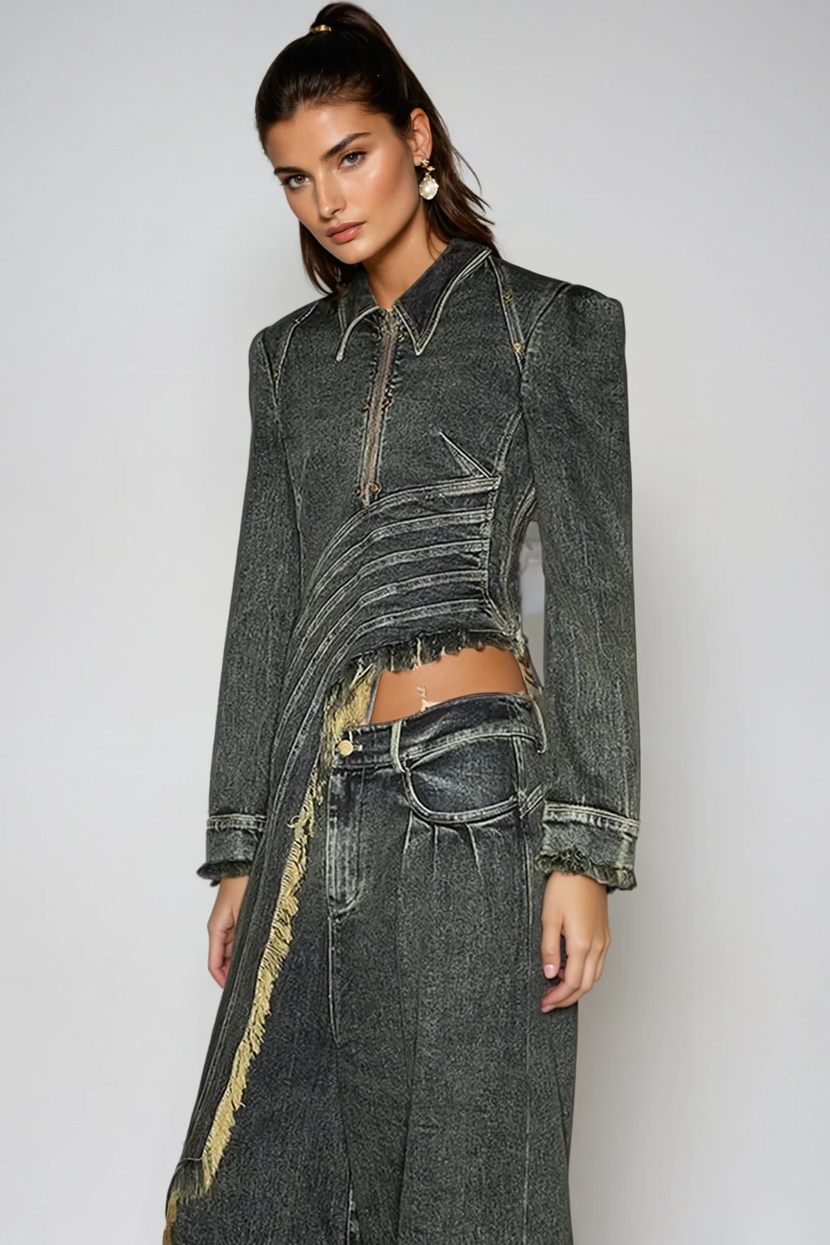 Donggeun Asymmetric Deconstruct Denim Top