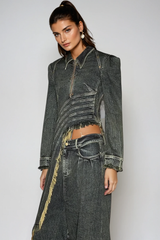 Donggeun Asymmetric Deconstruct Denim Top