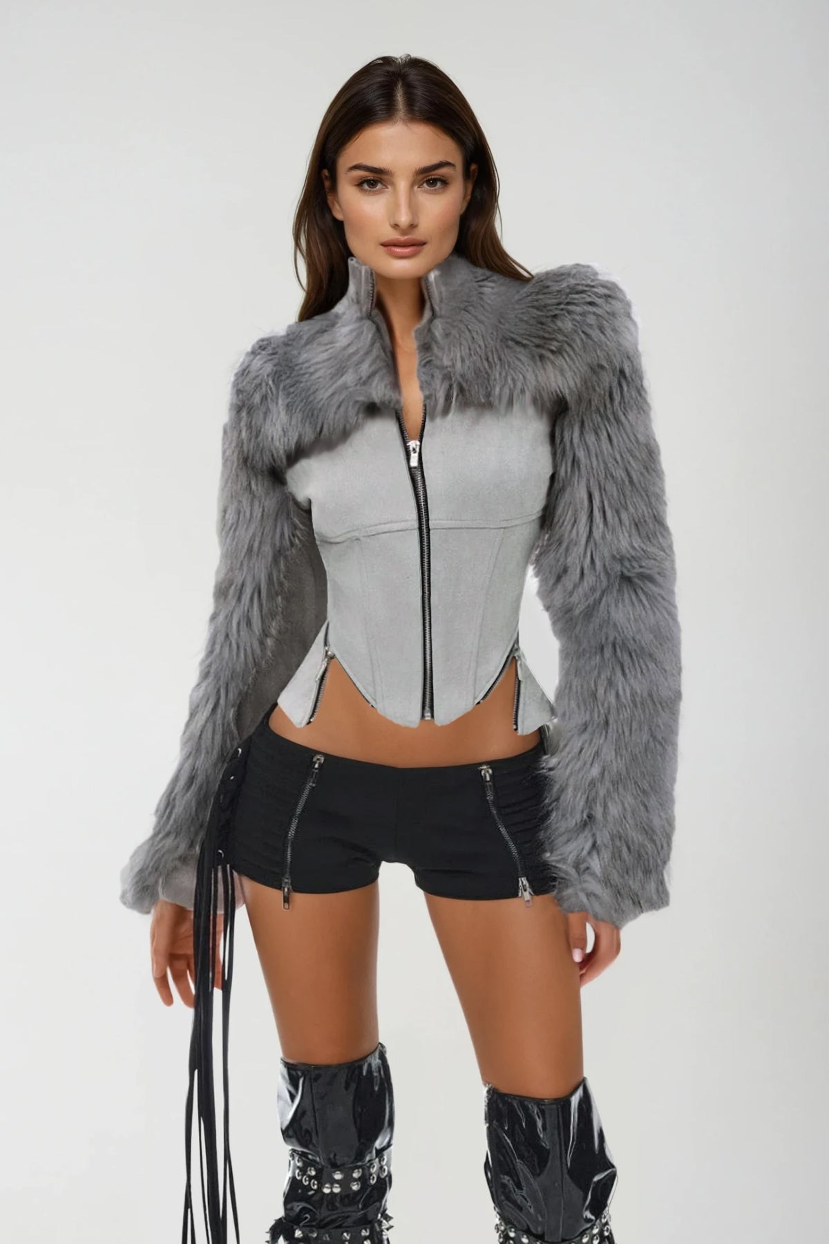 Donghyun Deconstruct Faux Fur Jacket