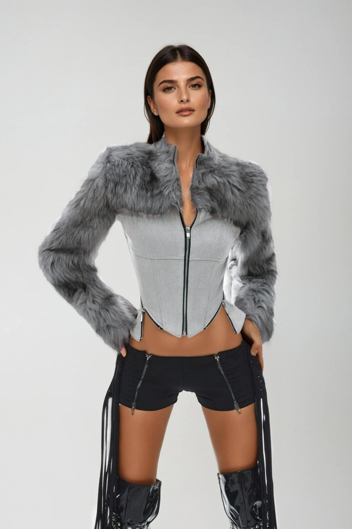 Donghyun Deconstruct Faux Fur Jacket