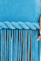 Dorel Halter Neck Twist Fringe Maxi Dress In Blue