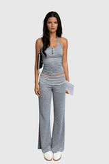 Doriana Halter Neck Dot Pants Set