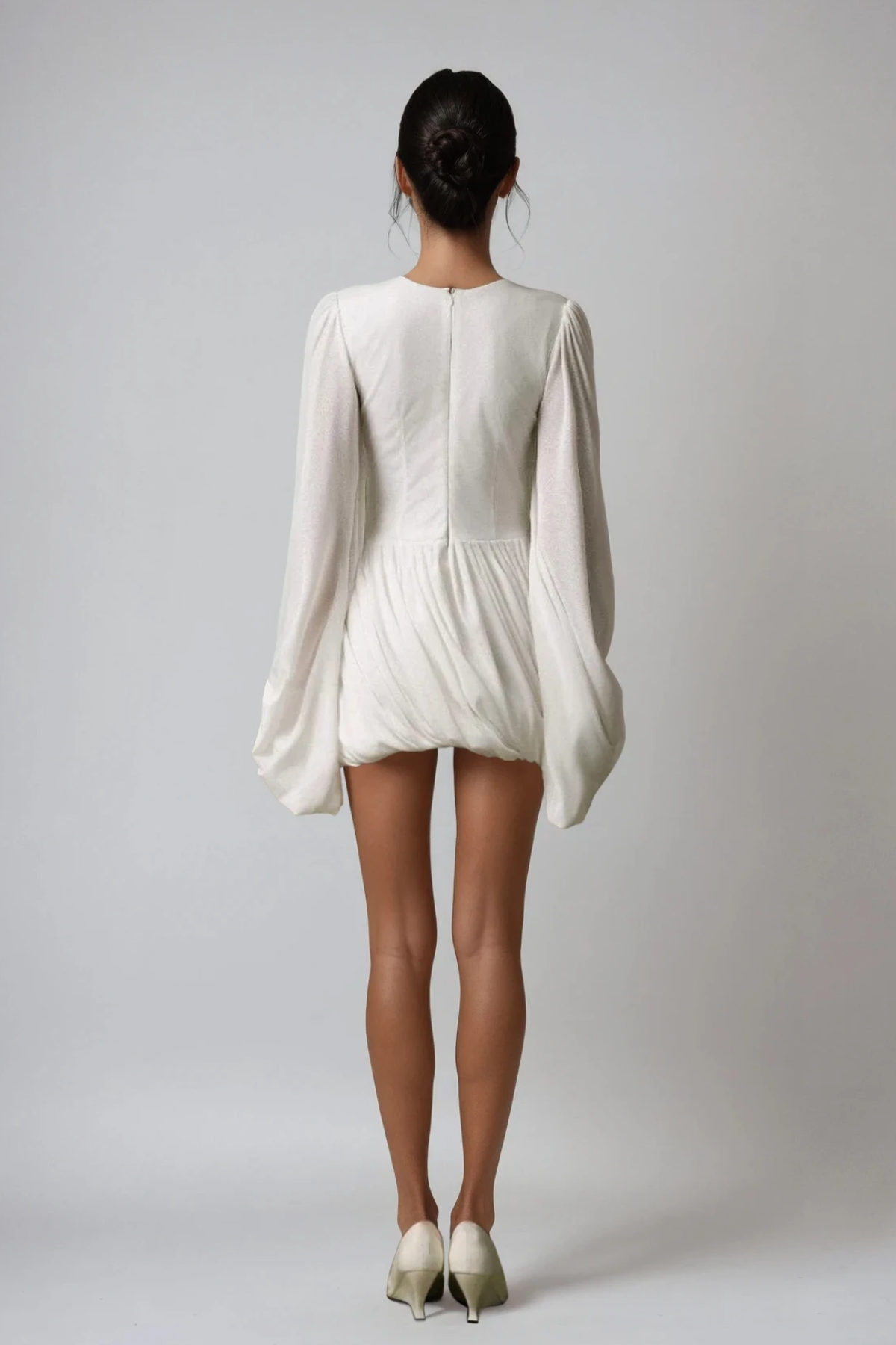 Dorka Balloon Sleeve Ruch Mini Dress