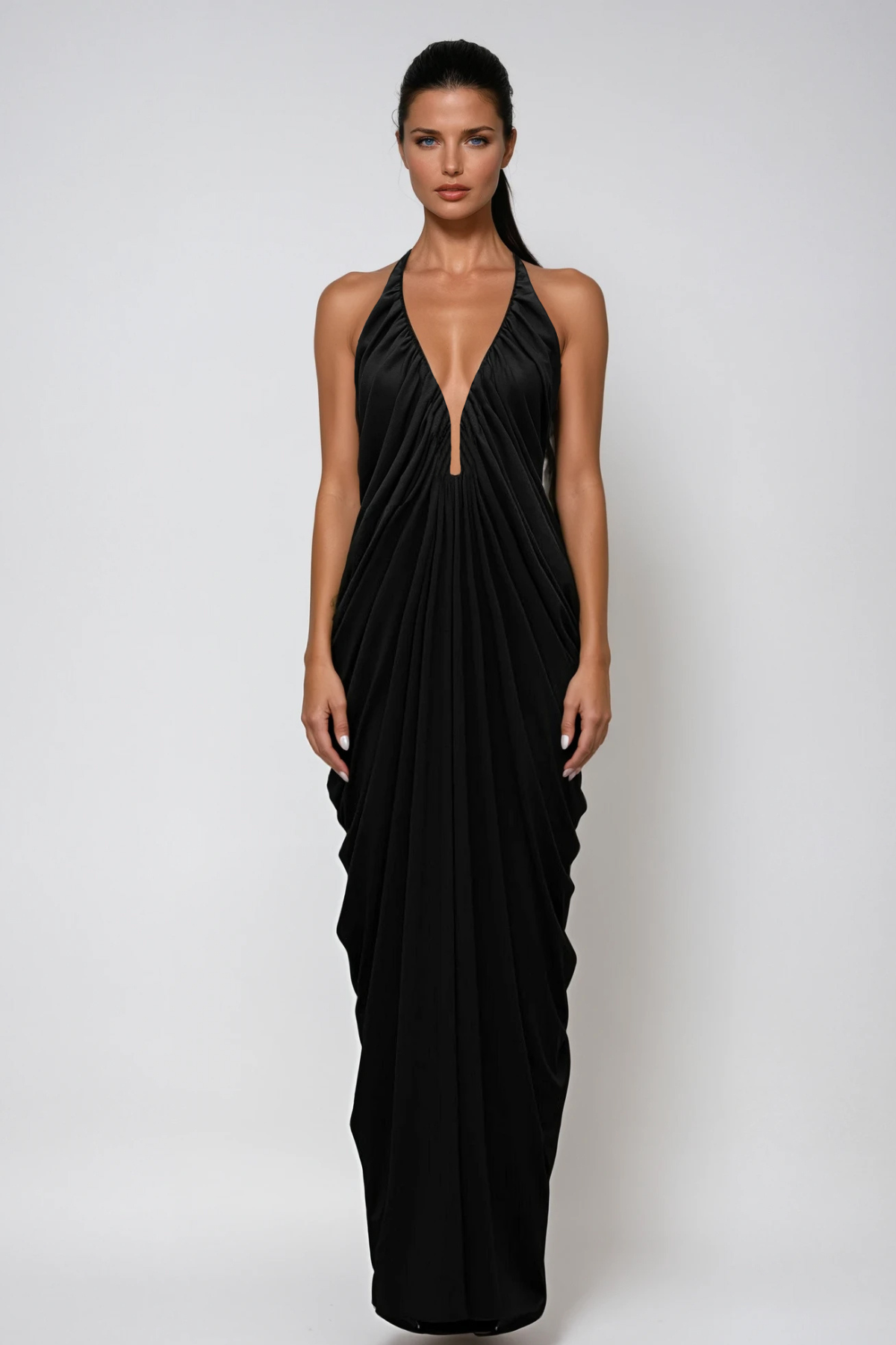 Dorothea Plunge Ruch Maxi Dress