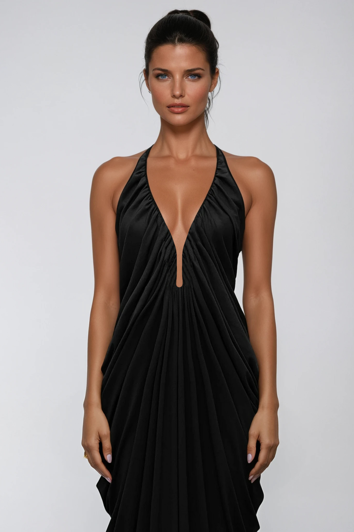 Dorothea Plunge Ruch Maxi Dress