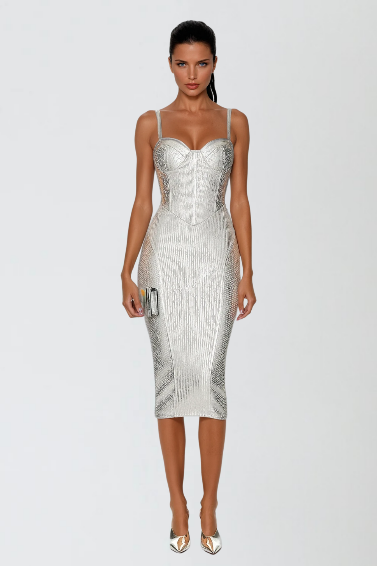 Doruk Metallic Bandage Midi Dress