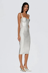 Doruk Metallic Bandage Midi Dress