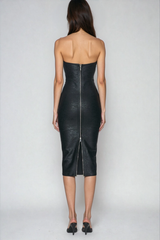 Doruk Strapless Leather Midi Dress