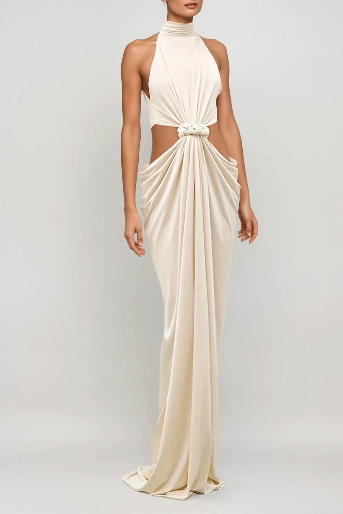 Dounia High Neck Cutout Twist Maxi Dress