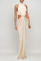 Dounia High Neck Cutout Twist Maxi Dress