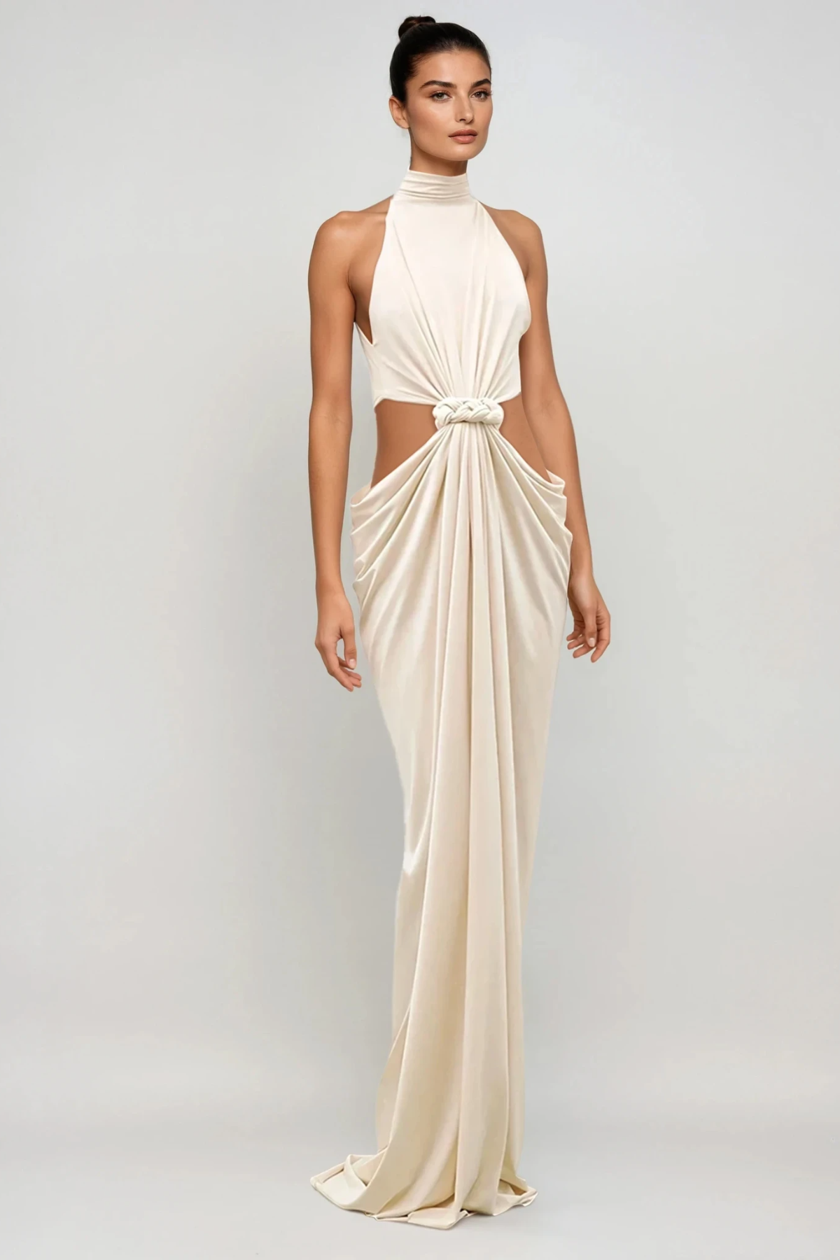 Dounia High Neck Cutout Twist Maxi Dress