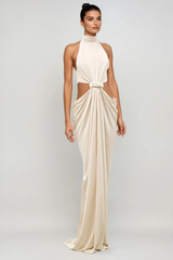 Dounia High Neck Cutout Twist Maxi Dress
