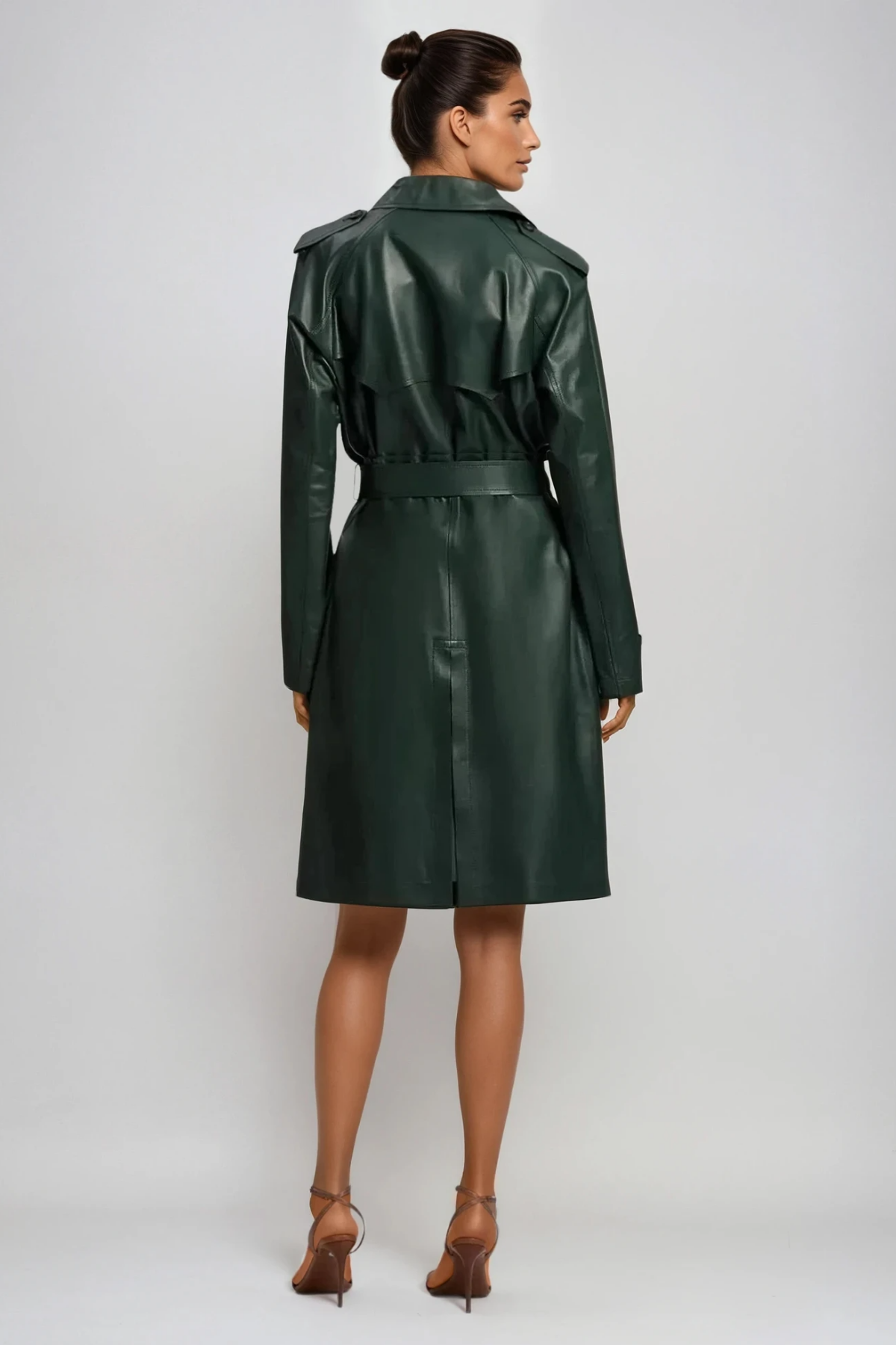Dovydas Double Breasted Leather Trench Coat