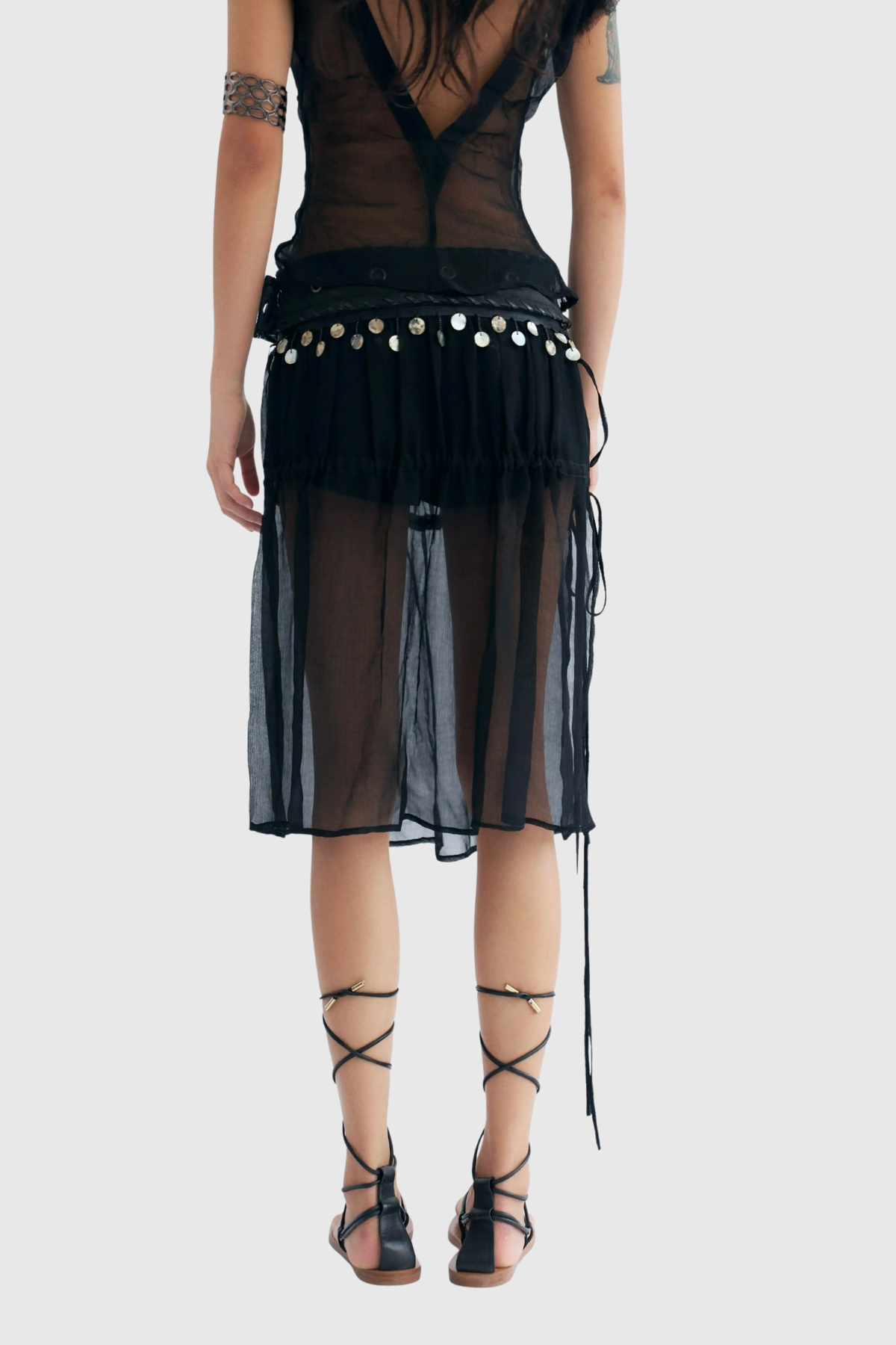 Dragica Deconstruct Sequin Mesh Midi Skirt