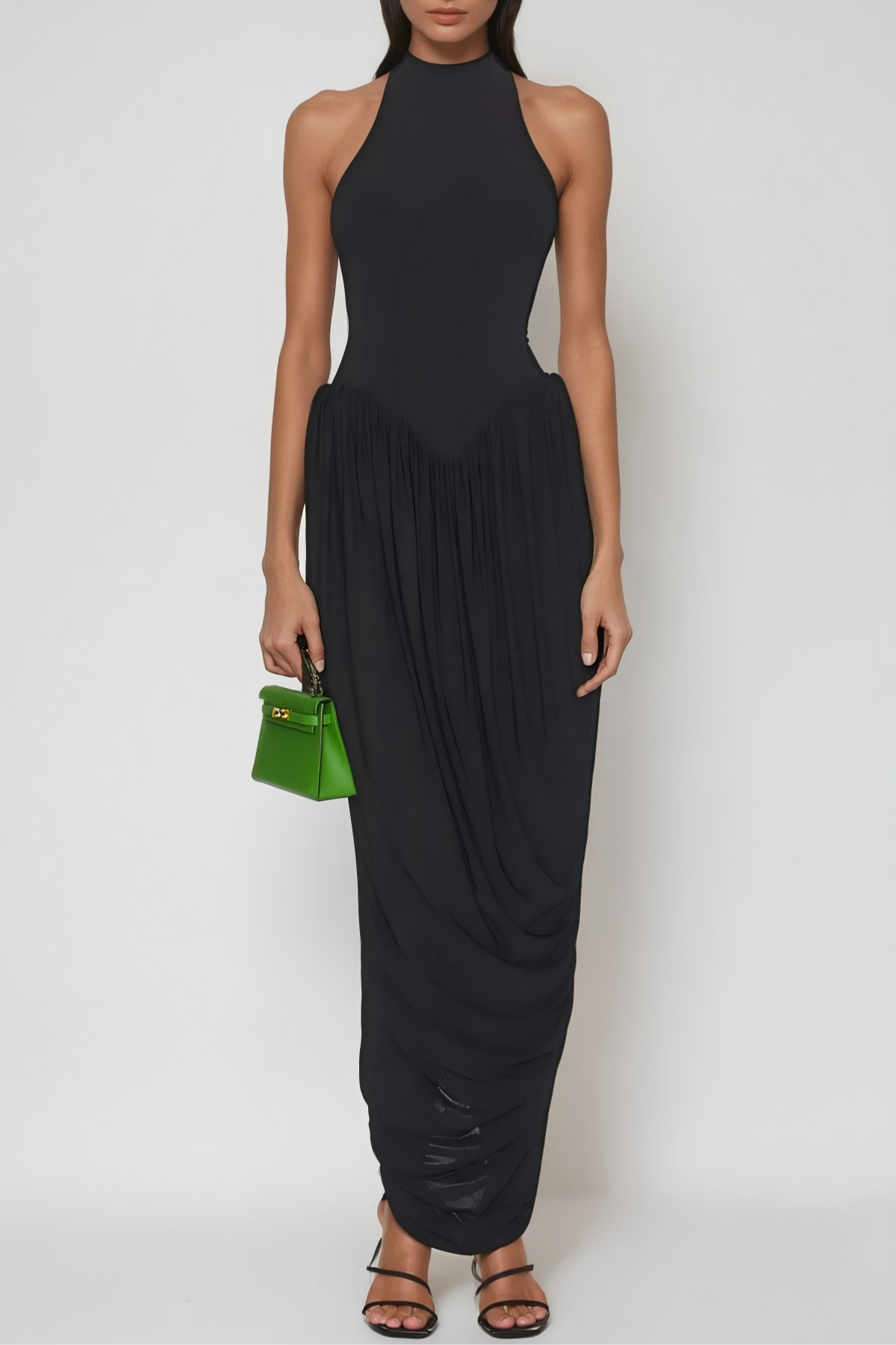 Dru Tank Top Ruch Maxi Dress In Black