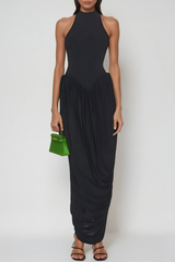 Dru Tank Top Ruch Maxi Dress In Black