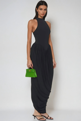 Dru Tank Top Ruch Maxi Dress In Black