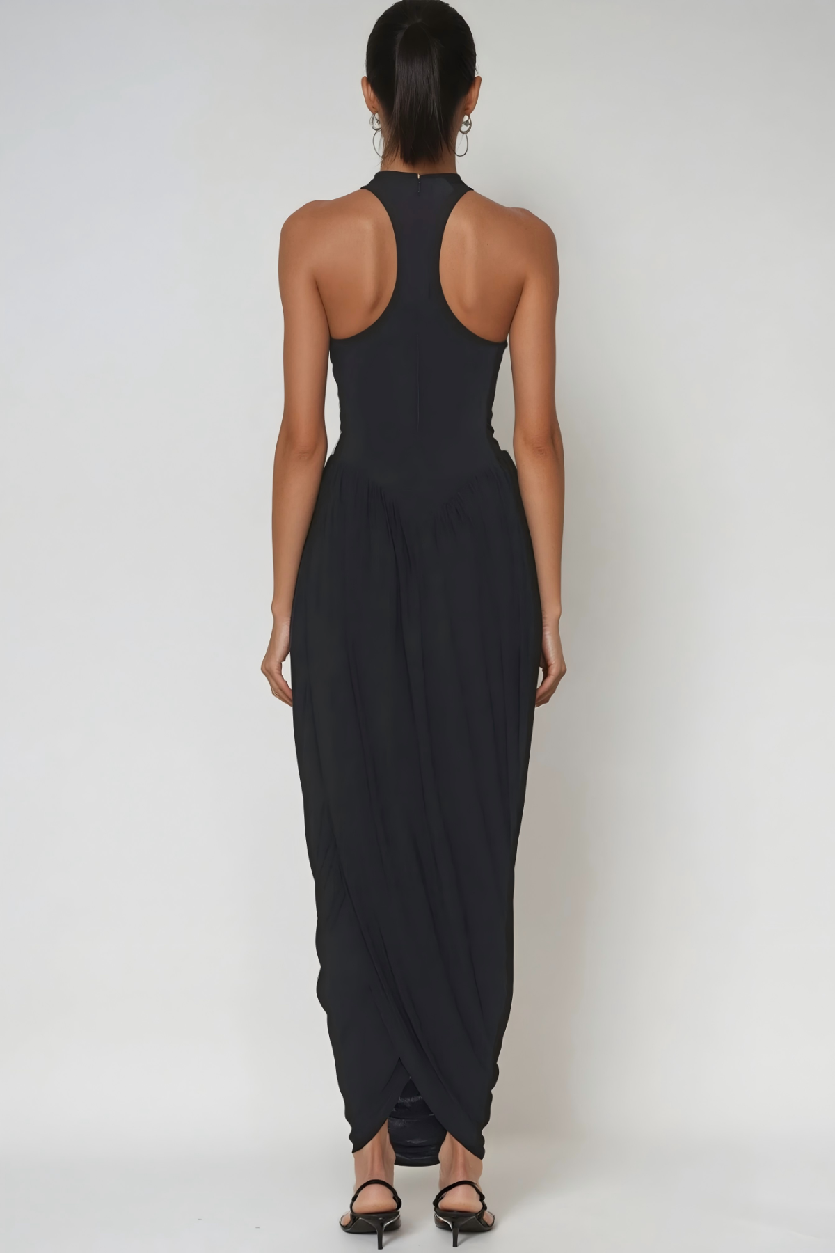 Dru Tank Top Ruch Maxi Dress In Black
