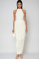 Dru Tank Top Ruch Maxi Dress In White