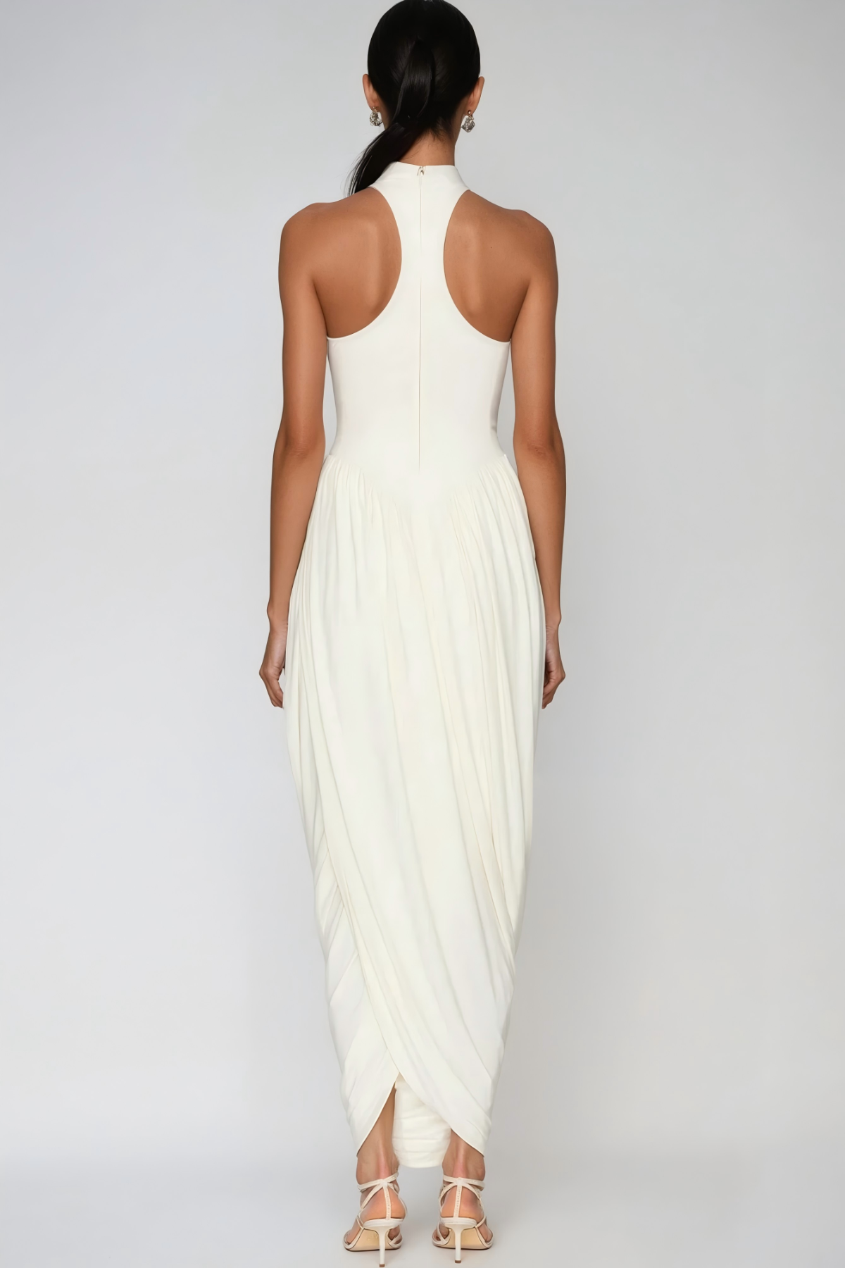 Dru Tank Top Ruch Maxi Dress In White