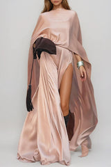 Drupada Split Satin Shawl Maxi Dress
