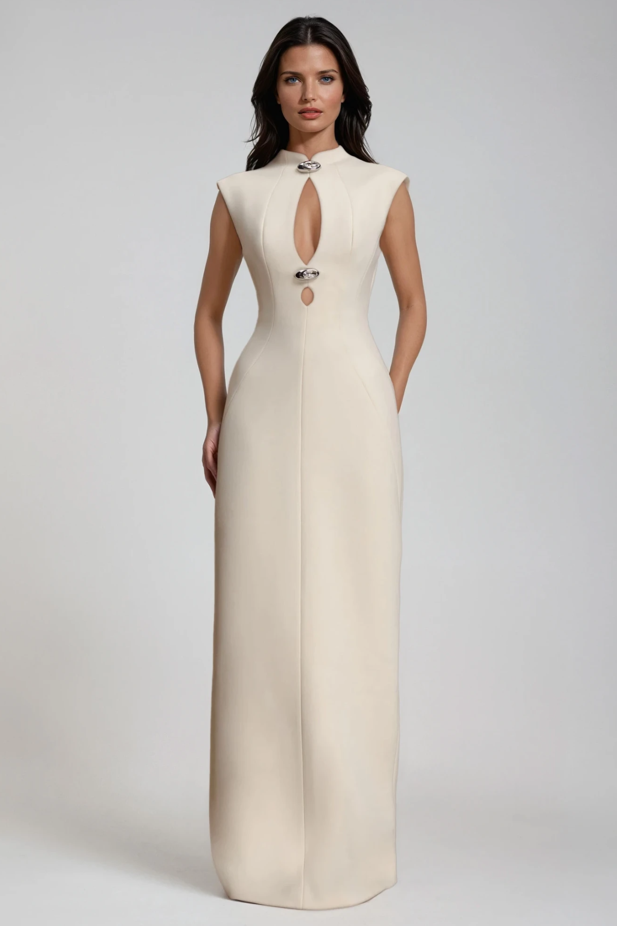 Duarte Sleeveless Cutout Maxi Dress In White