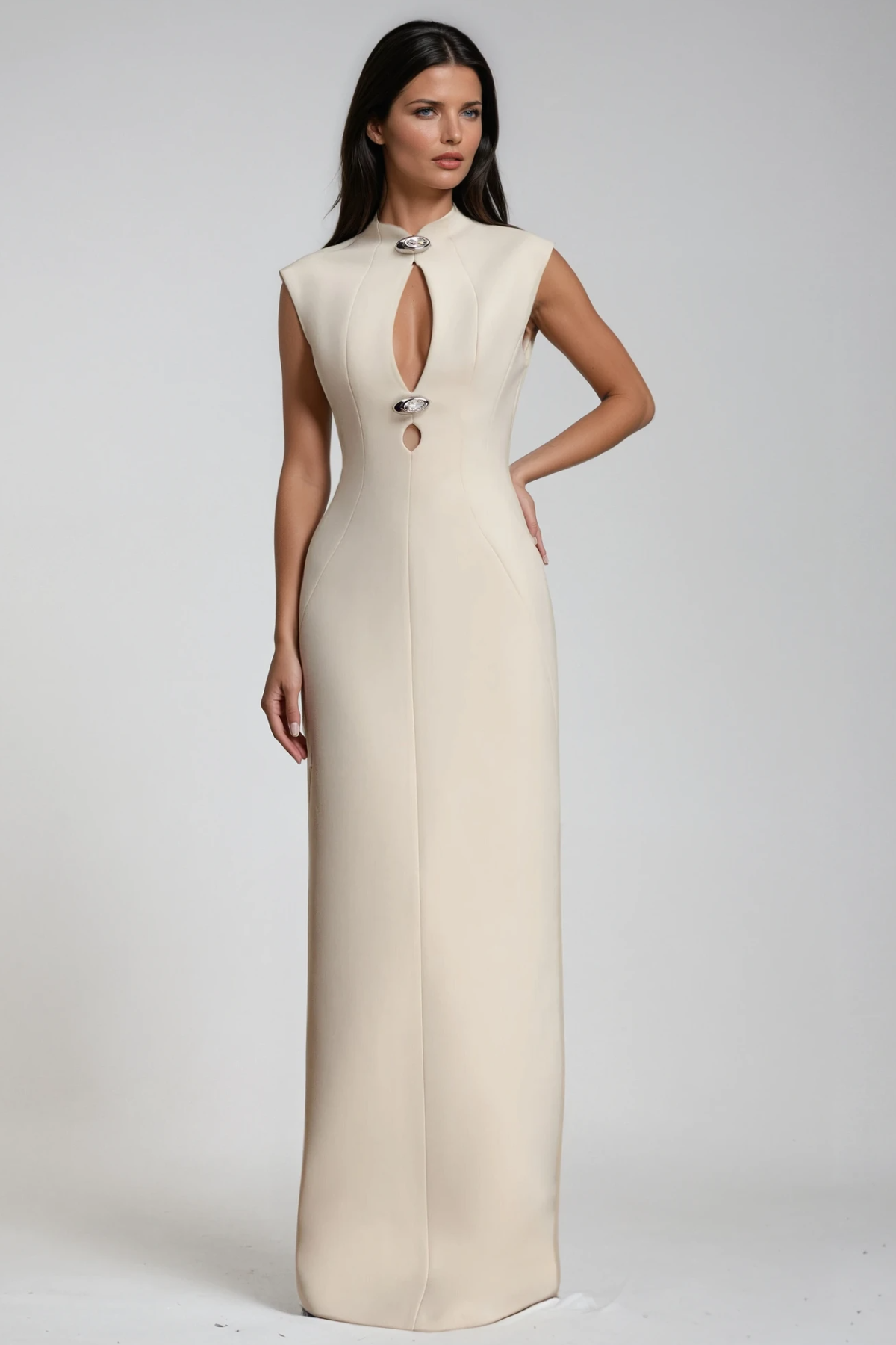 Duarte Sleeveless Cutout Maxi Dress In White