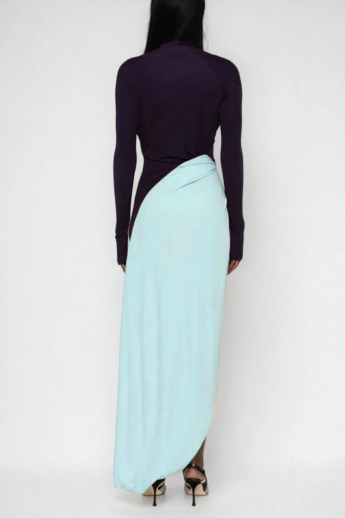 Duje Colorblock Plunge Twist Maxi Dress