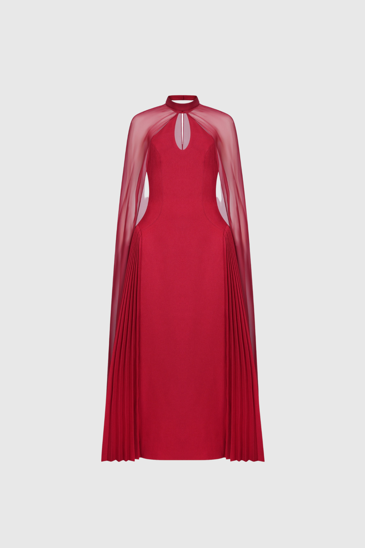 Dusana Pleated Mesh Shawl Maxi Dress
