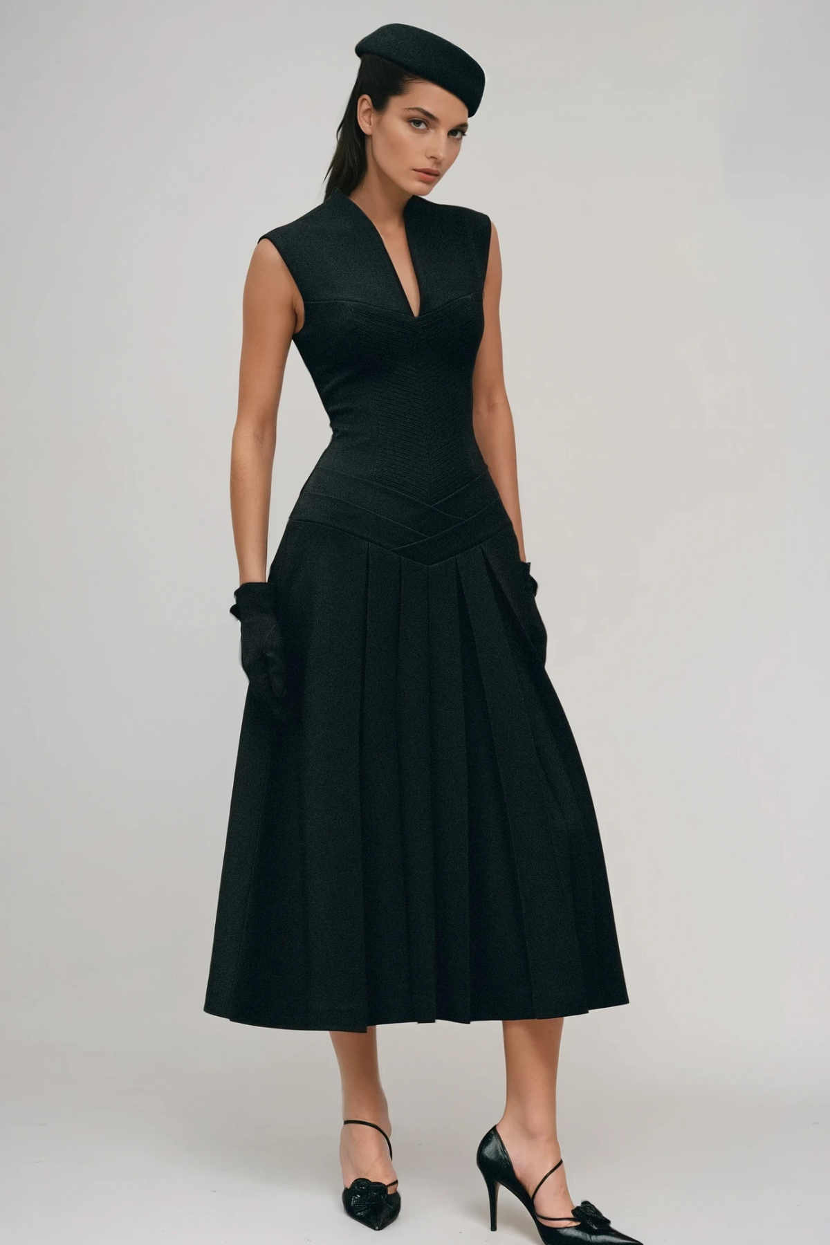 Dusanka Sleeveless Pleated Midi Dress