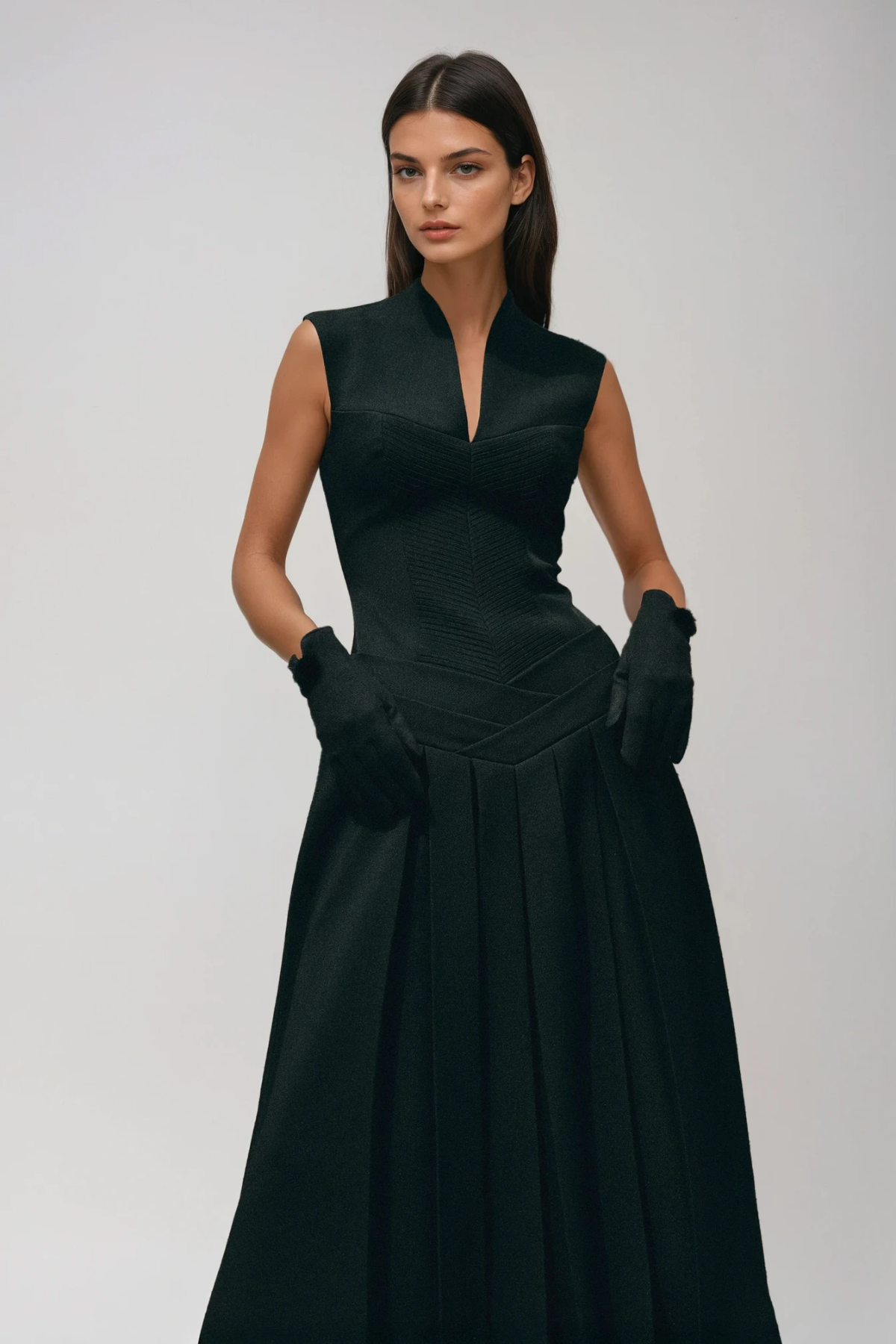 Dusanka Sleeveless Pleated Midi Dress