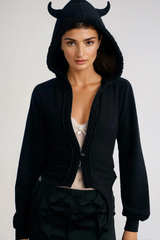 Dusko Deconstruct Hooded Tie Up Top