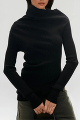 Dwain Asymmetric Knit Top In Black
