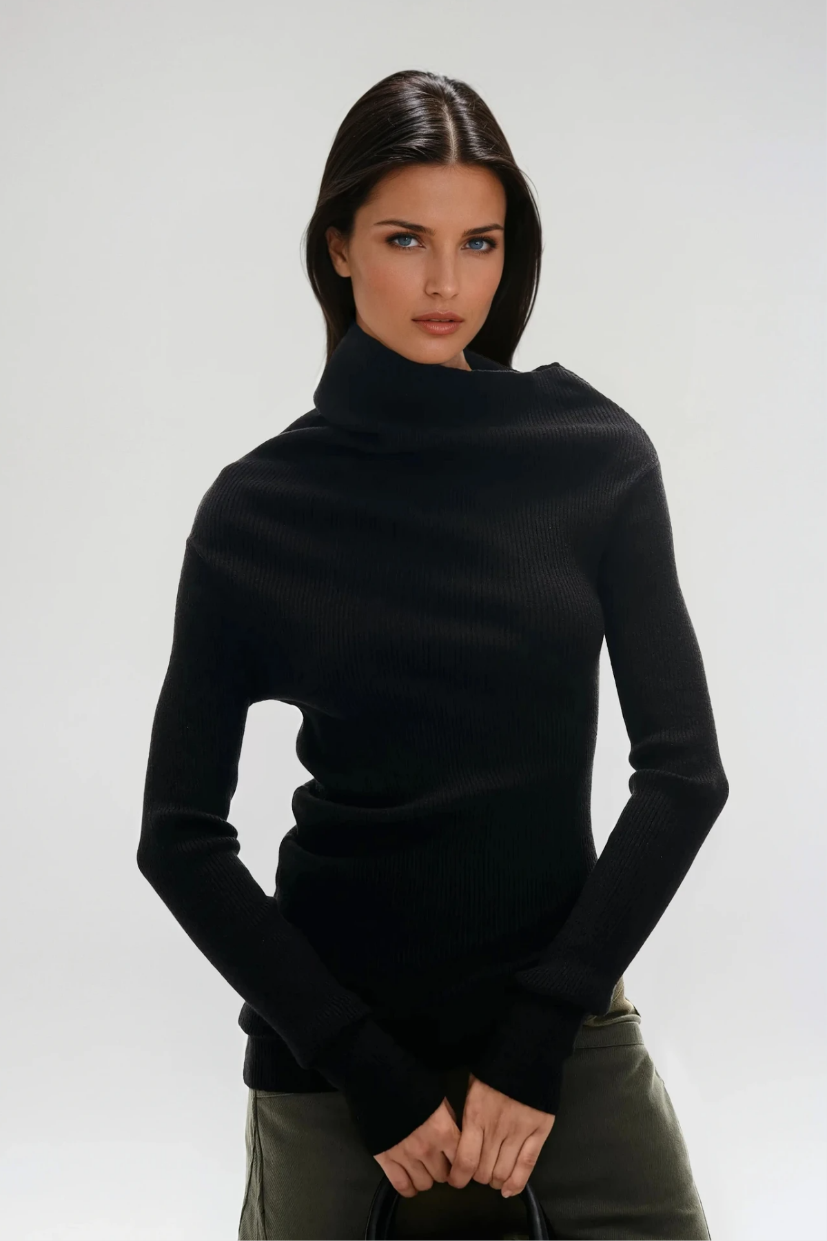 Dwain Asymmetric Knit Top In Black
