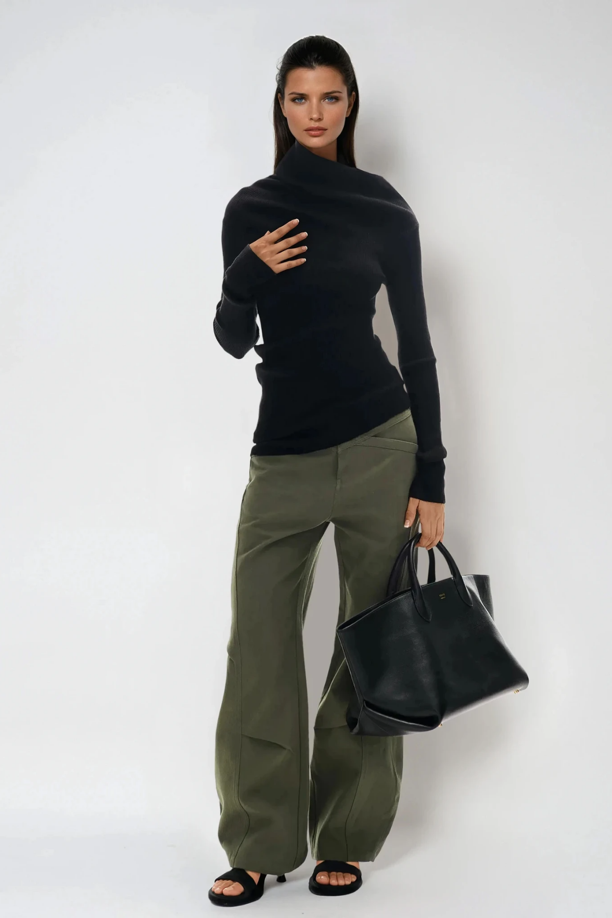 Dwain Asymmetric Knit Top In Black
