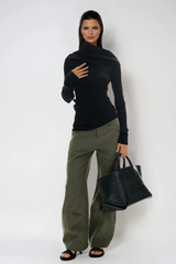 Dwain Asymmetric Knit Top In Black