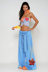 Dwaine Tie Up Print Wide Leg Pants