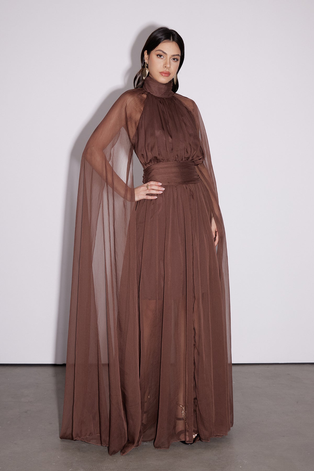 Dylan Backless Ruch Mesh Maxi Dress