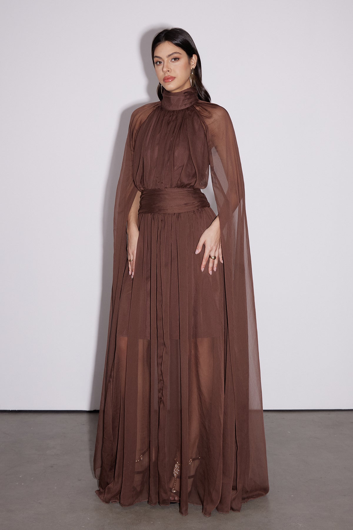 Dylan Backless Ruch Mesh Maxi Dress