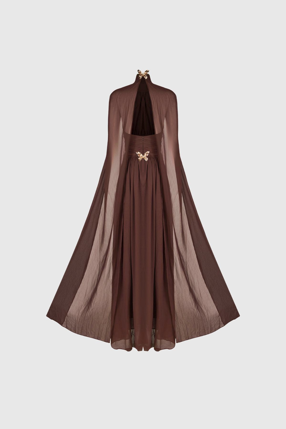 Dylan Backless Ruch Mesh Maxi Dress