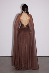 Dylan Backless Ruch Mesh Maxi Dress