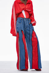 Edelmira Deconstruct Barrel Jeans In Red