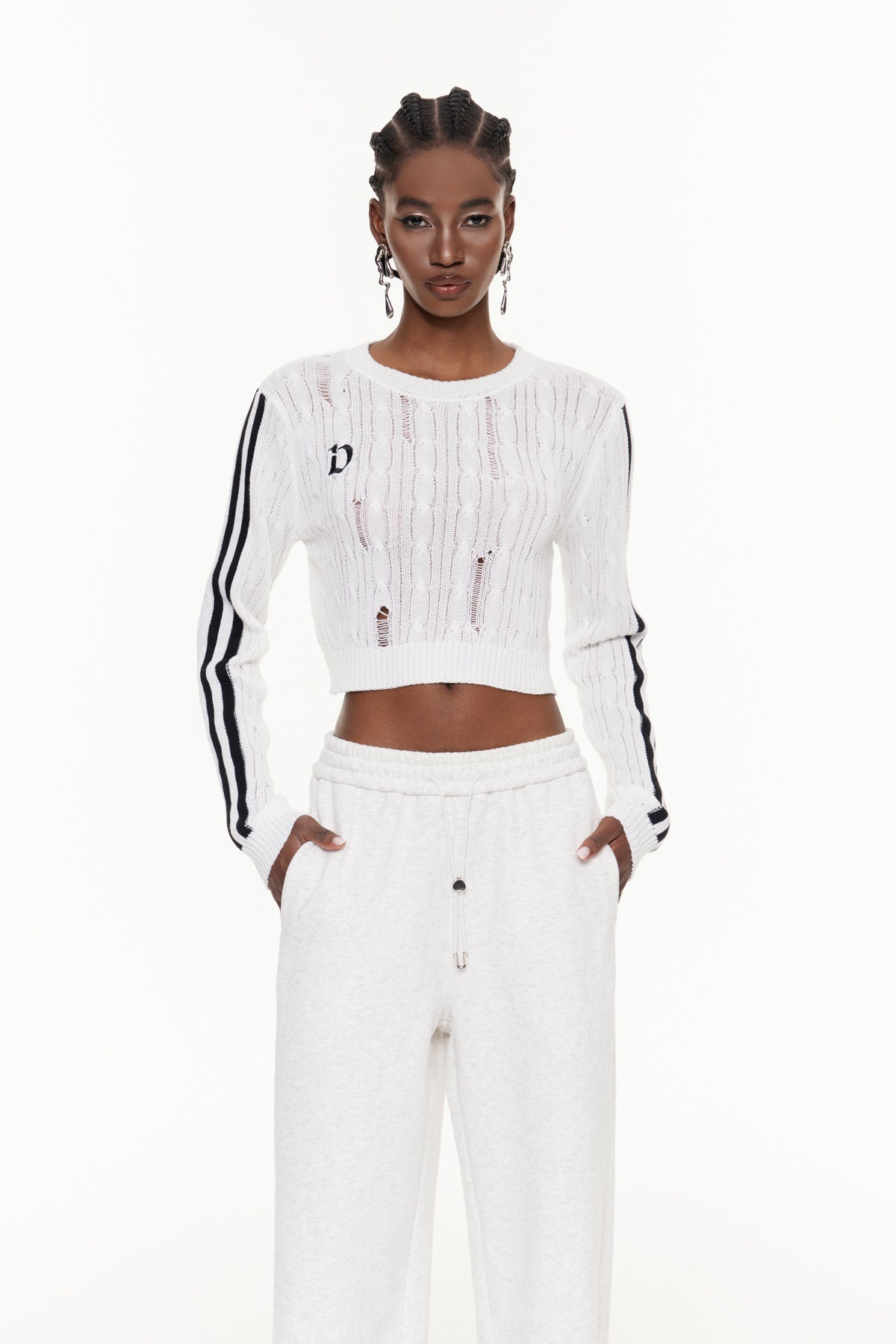 Efthimios Stripe Crop Knit Top