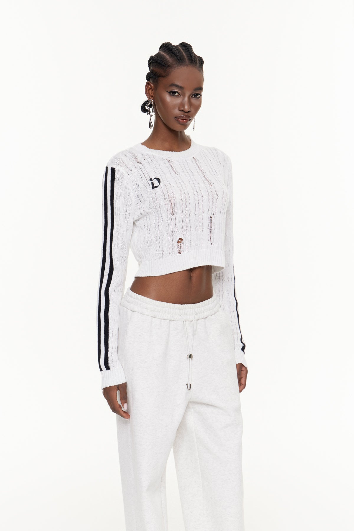 Efthimios Stripe Crop Knit Top