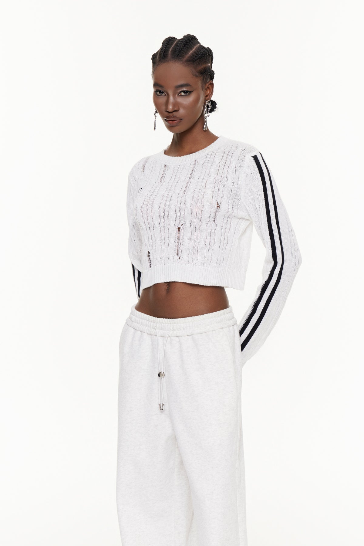 Efthimios Stripe Crop Knit Top