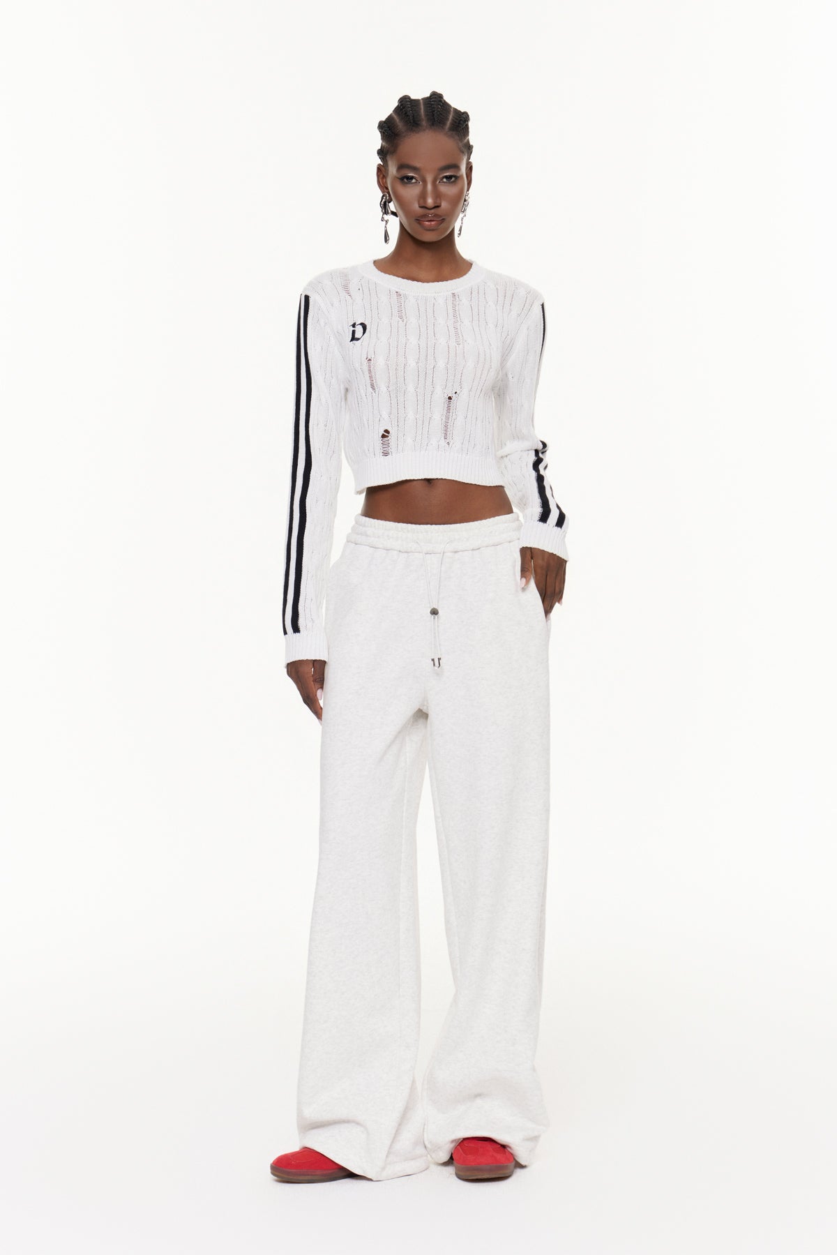 Efthimios Stripe Crop Knit Top
