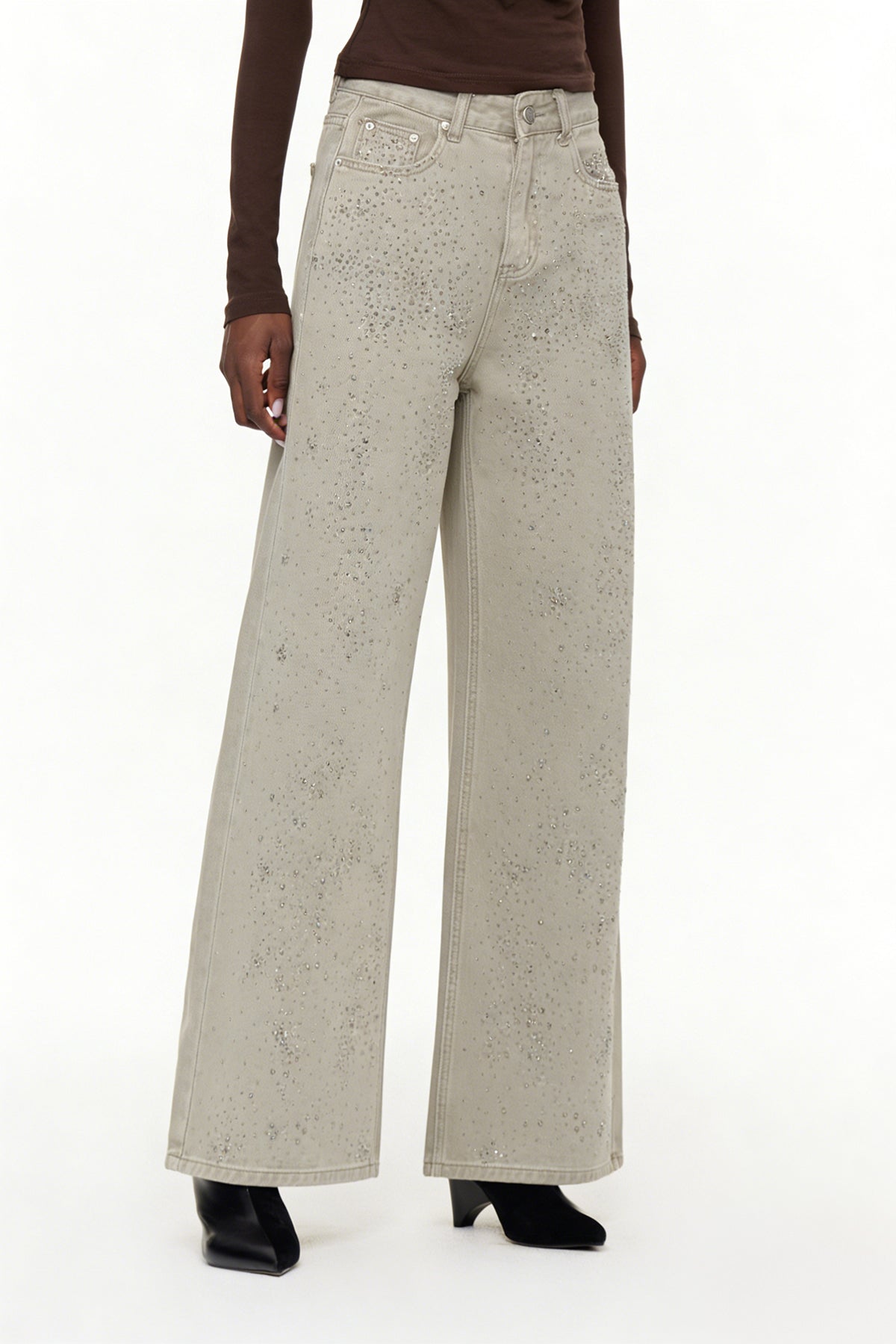 Eidel Rhinestone Jeans In Grey