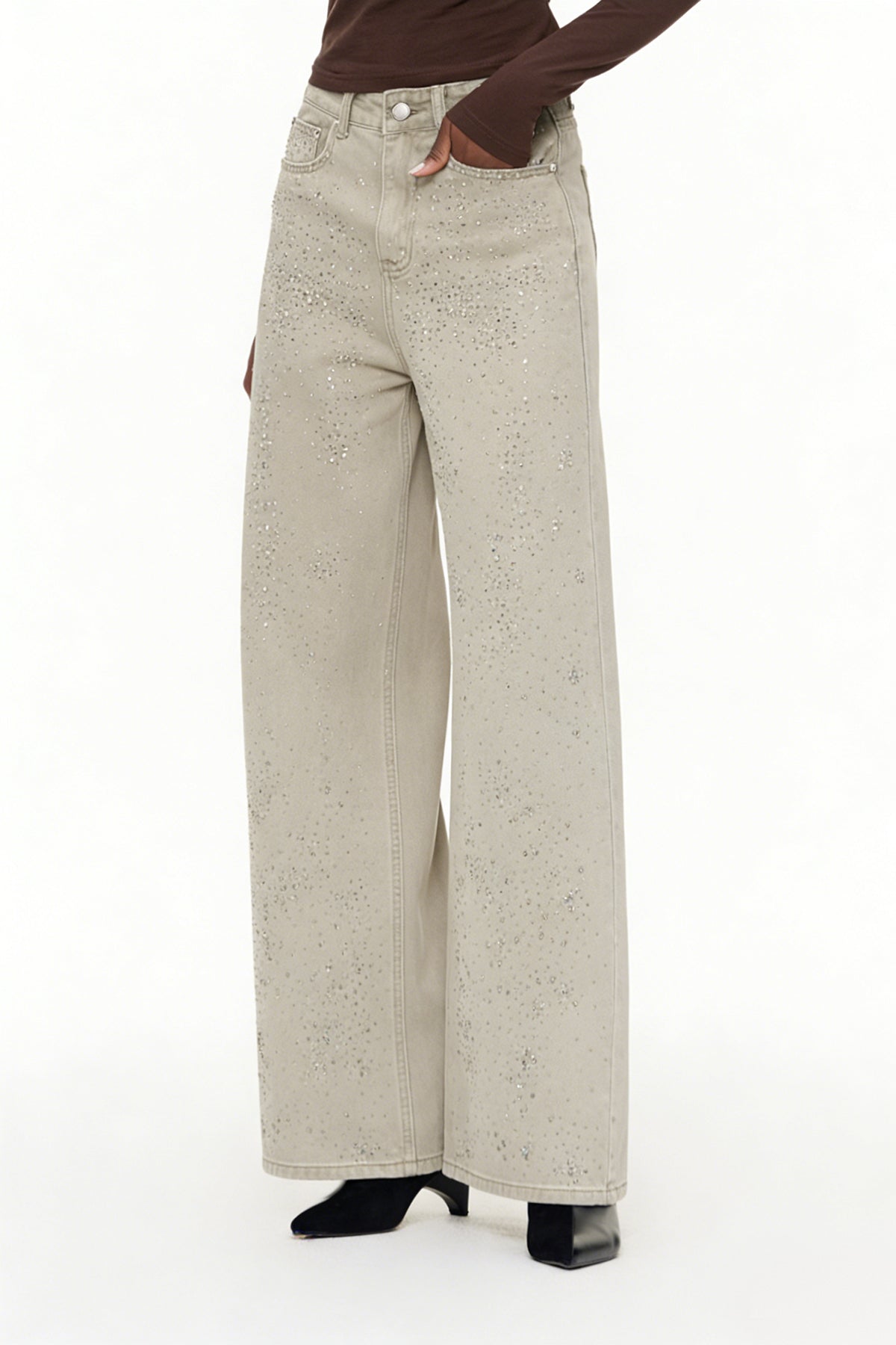 Eidel Rhinestone Jeans In Grey