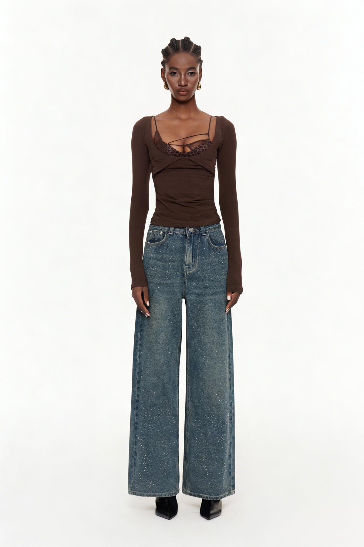 Eidel Rhinestone Jeans In Dark Blue